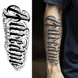 1Pc 2.5D Handwritten Font Arm Waterproof Temporary Tattoo, Long-Lasting 1-2 Weeks, Realistic Semi-Permanent Fake Tattoo