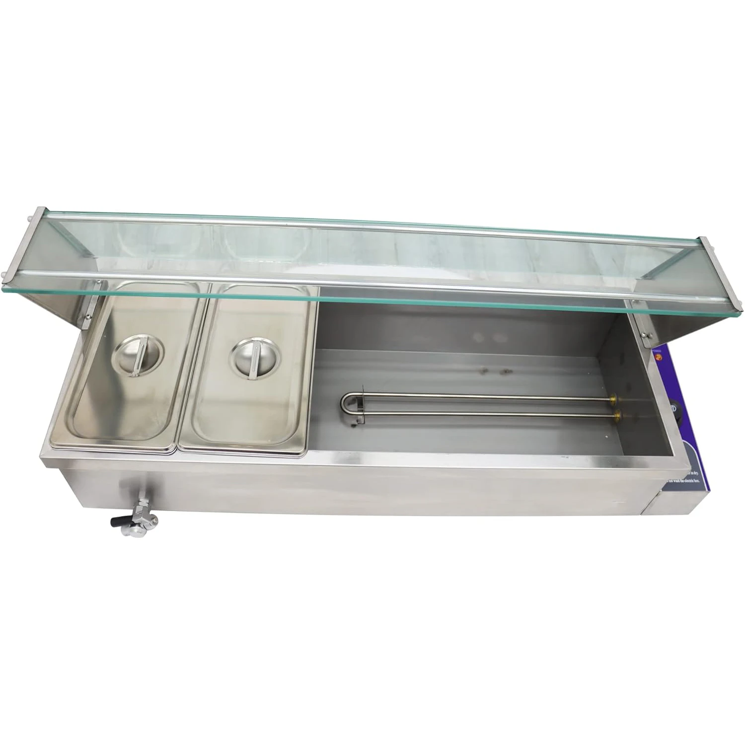 Food Soup Warmer Stove Bain Marie Commercial Canteen Buffet Steam Heater 12x5.5x6inch Pan with Glass Shield 5 Pan