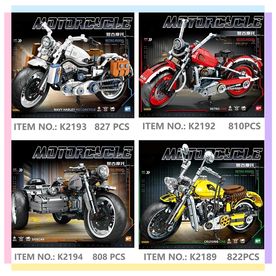 MOC التقنية دراجة نارية موتو سيارة نموذج اللبنات الرجعية سباق Motobike المركبات نموذج الطوب لتقوم بها بنفسك لعب للأطفال الهدايا