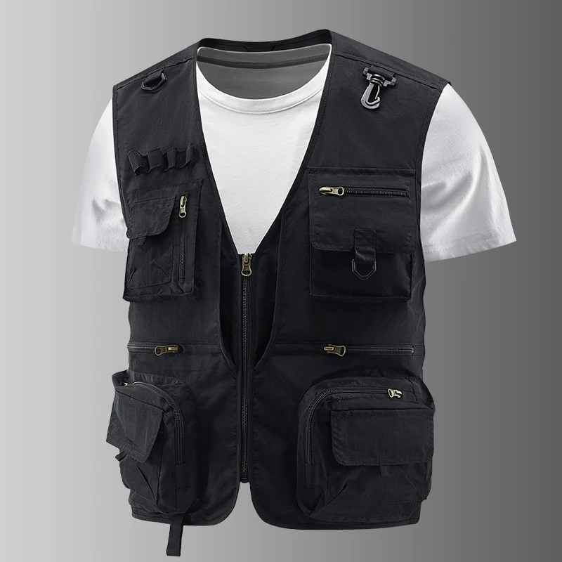 

Мужской жилет UPF50+ без рукавов для активного отдыха, защита от солнца, рыболовный жилет, легкий, больших размеров, рабочая одежда, жилет-карго