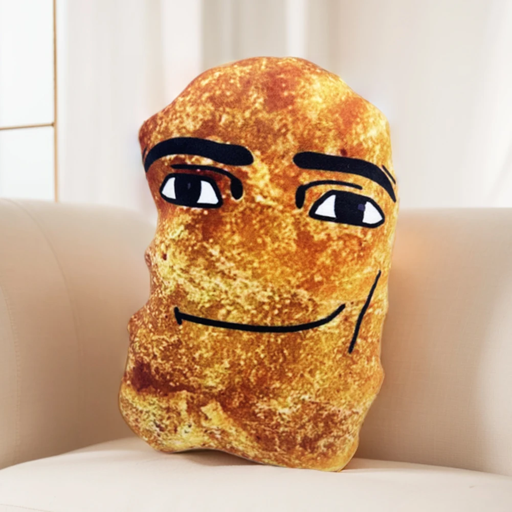 Cute Stuffed Animal Doll Funny Big Chicken Block Plush Pillow Cartoon Chicken Nuggets Anime Smiling Doll for Kids and Adults