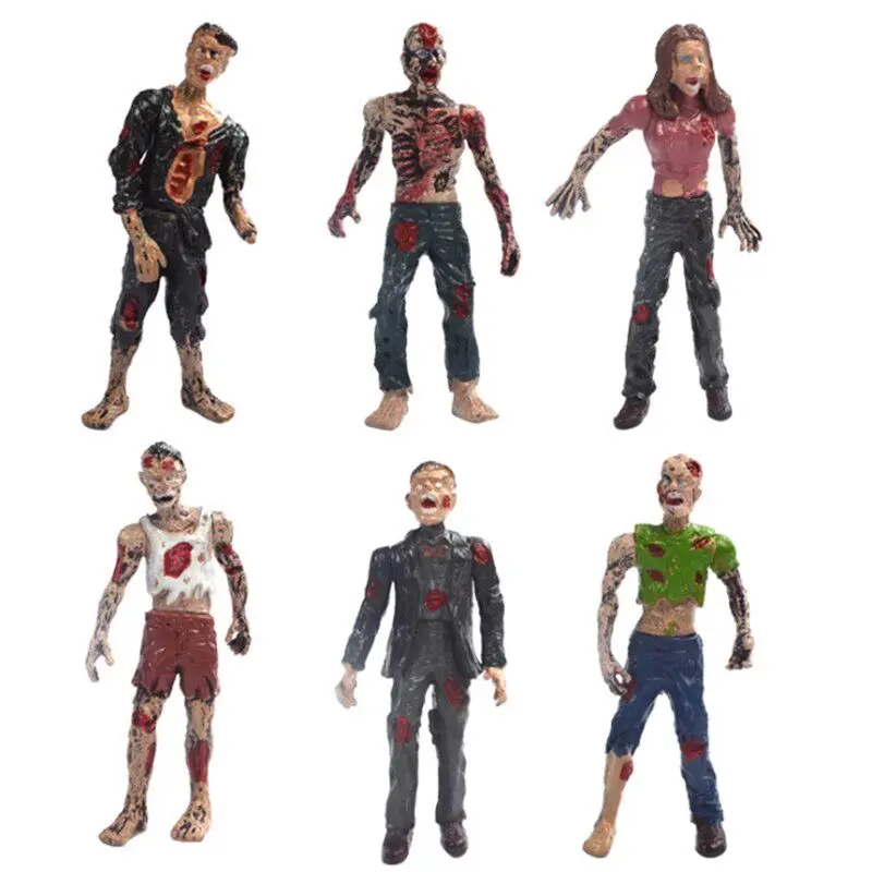 Simulation Model Walking Corpses Movie Characters Fantasy Action Zombie Figures Corpse Doll Toy For Kid Collector 6pc/lot