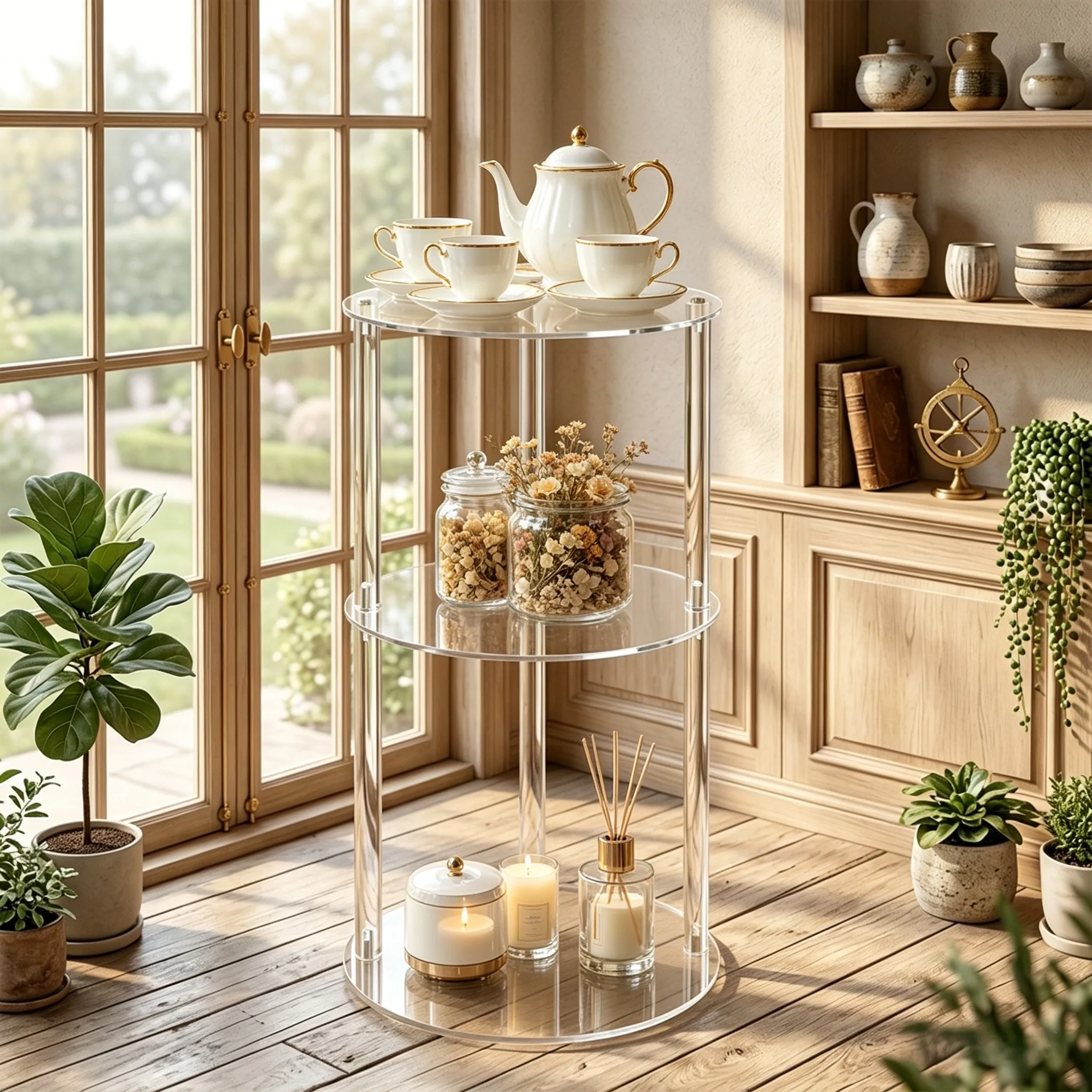 Modern Coffee Table Clear Side Table 22 22 60cm Decorative End Table Design End Table Thick Sturdy Construction image 5