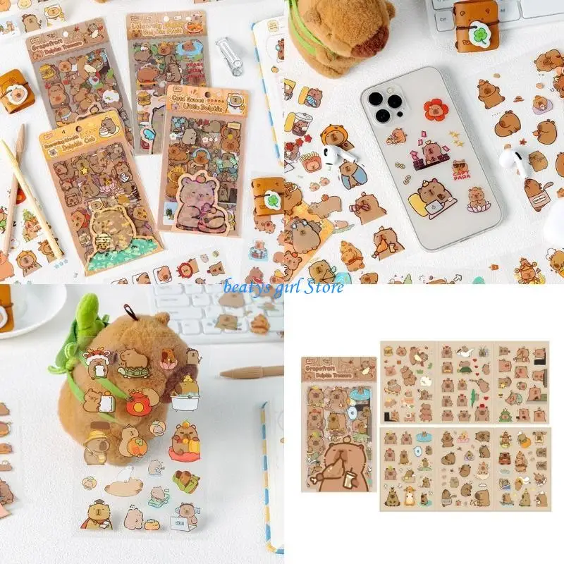 

C7AB Cartoon Animal Sticker Water Resistant Aesthetic Sticker for Scrapbook Laptop