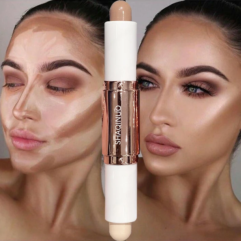 Double-ended dual-purpose high-light trimming stick, three-dimensional contour, nose shadow, facial shape, brighten and trimming
