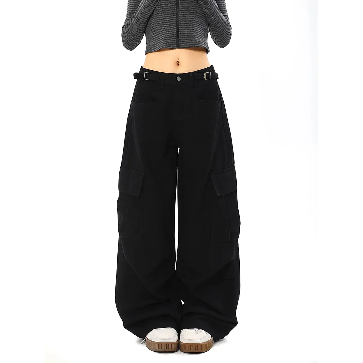 American Retro Multi-pocket Cargo Pants Baggy Wide-leg Casual Pants Women's Clothing Loose Trousers