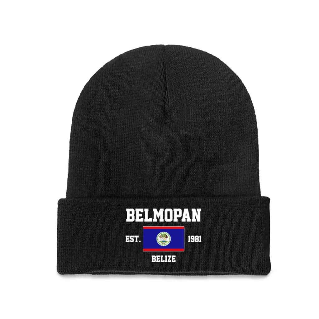 Belize EST.1981 Belmopan Capital Men Women Unisex Knitted Hat Winter Autumn Print Beanie Cap Warm Bonnet