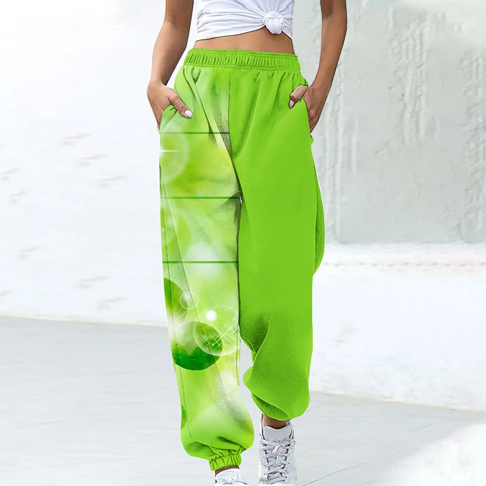 

Leisure and minimalist pants for women's summer new green and vibrant 3D printed sports women's pants ML1