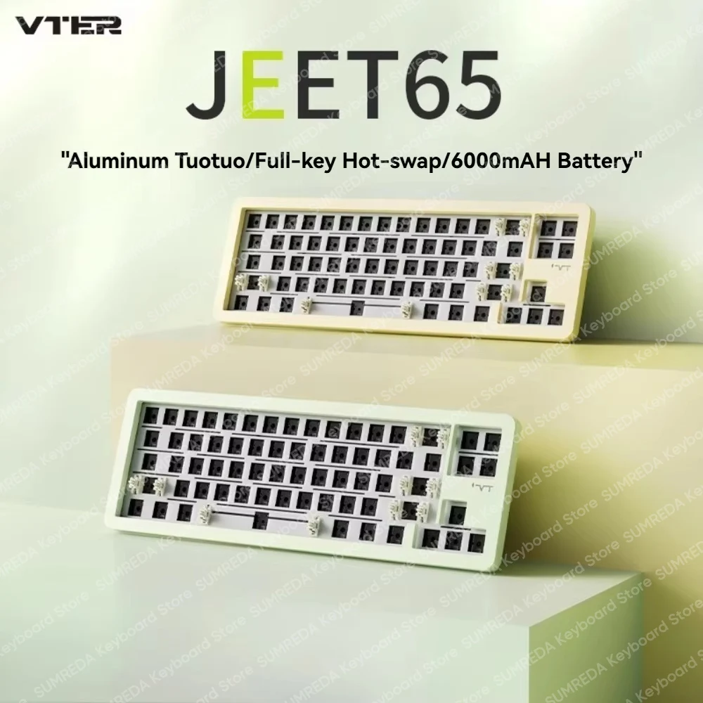 

SUMREDA JET65 Алюминиевый комплект механической клавиатуры Беспроводная связь Bluetooth 2,4G RGB с горячей заменой 65% раскладка клавиатуры Игровая клавиатура VIA/QMK
