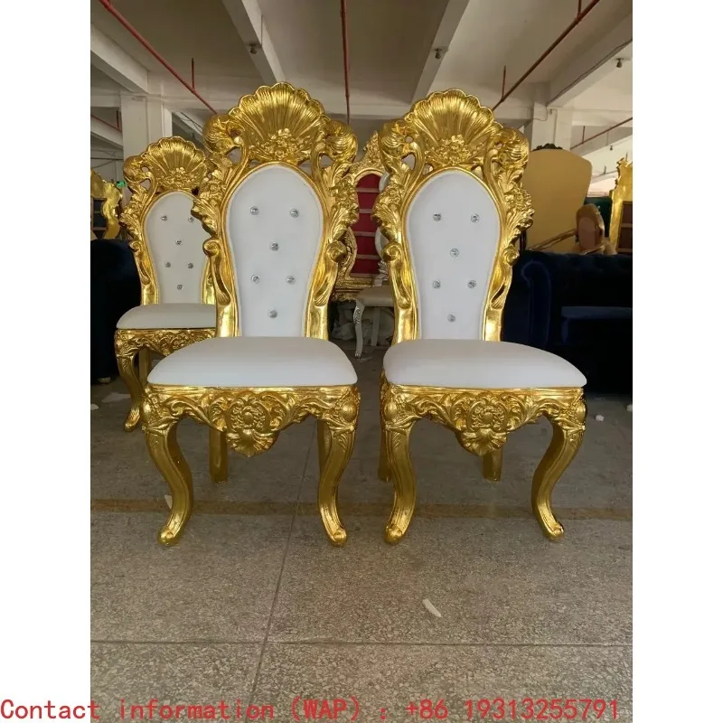 

Style Living Room Leather High Back Golden King Queen Throne Chair 2 Single Throne Chairs for Events Wedding Party