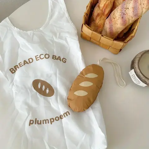 1PC 바게트 접이식 쇼핑 가방 주최자 가방 Ins 바람 만화 휴대용 대용량 휴대용 환경 보호 가방