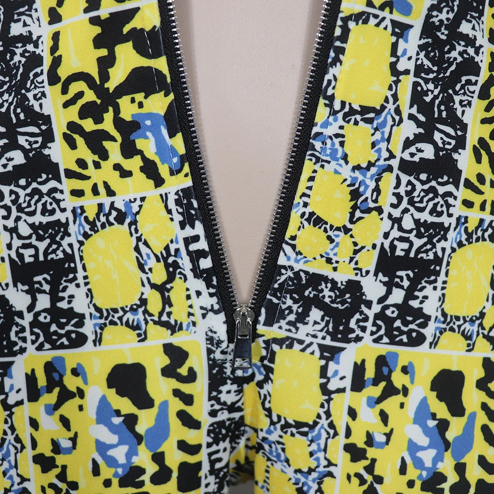 Tuta da mamma africana da donna russa europea e americana tuta a gamba larga con cerniera di qualità stampata elastica