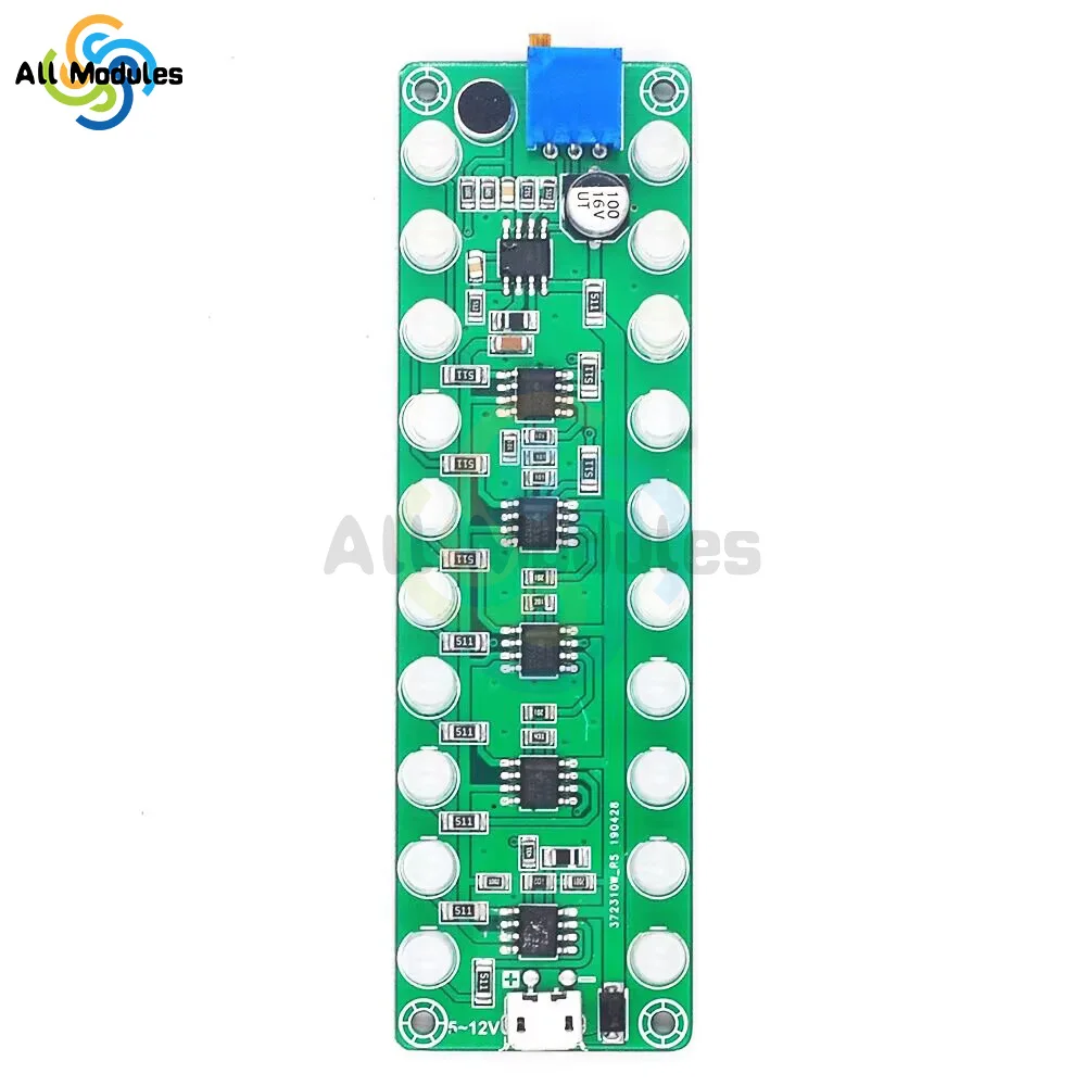 DC 5V-12V DIY Kit Audio Spectrum Indicator RGB LED Flashing LED Flashing Display Module DIY Hand Soldering