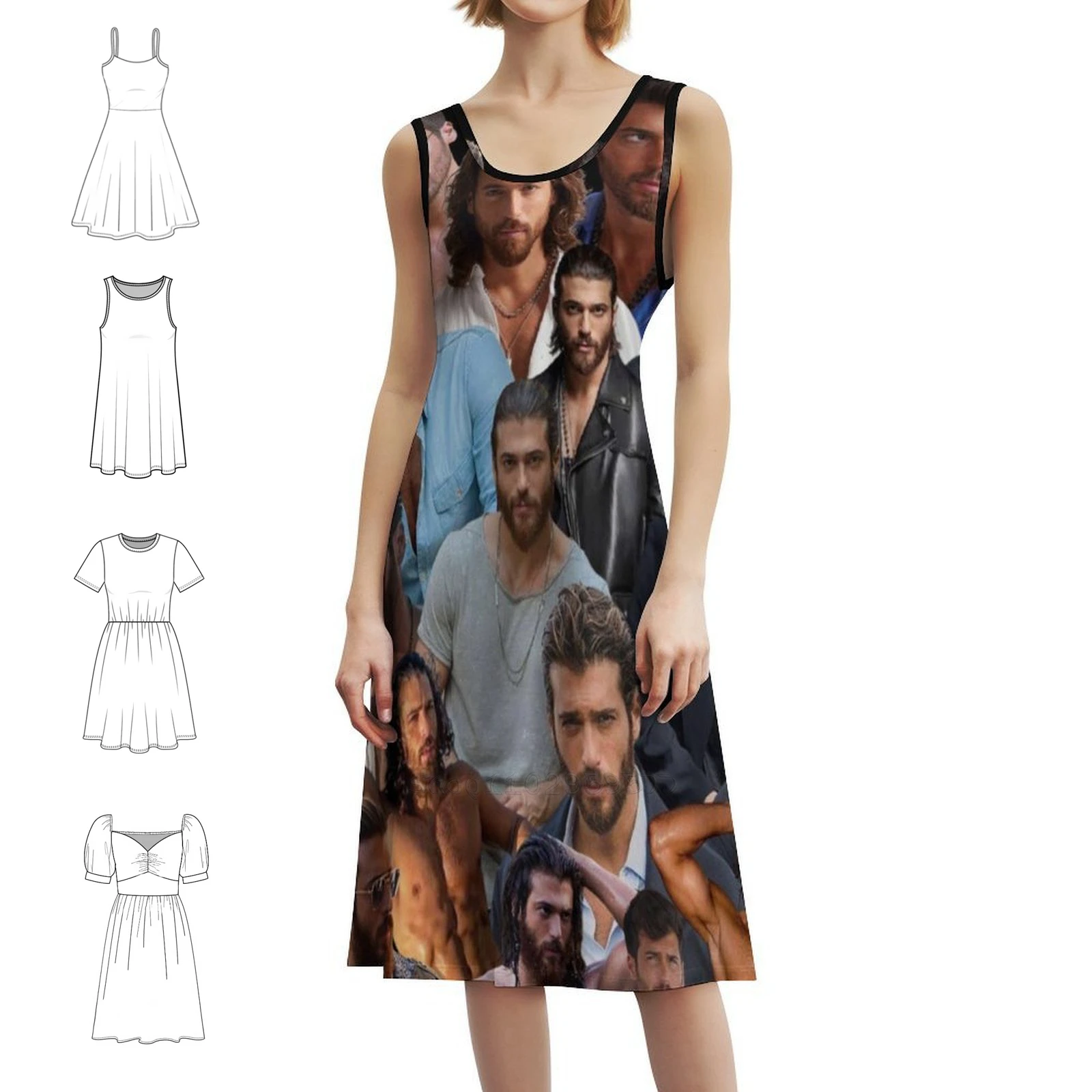 

Can Yaman фотоколлаж винтажное богемное платье с пышными рукавами или варианты без рукавов для женщин платье Can Yaman фотоколлаж может