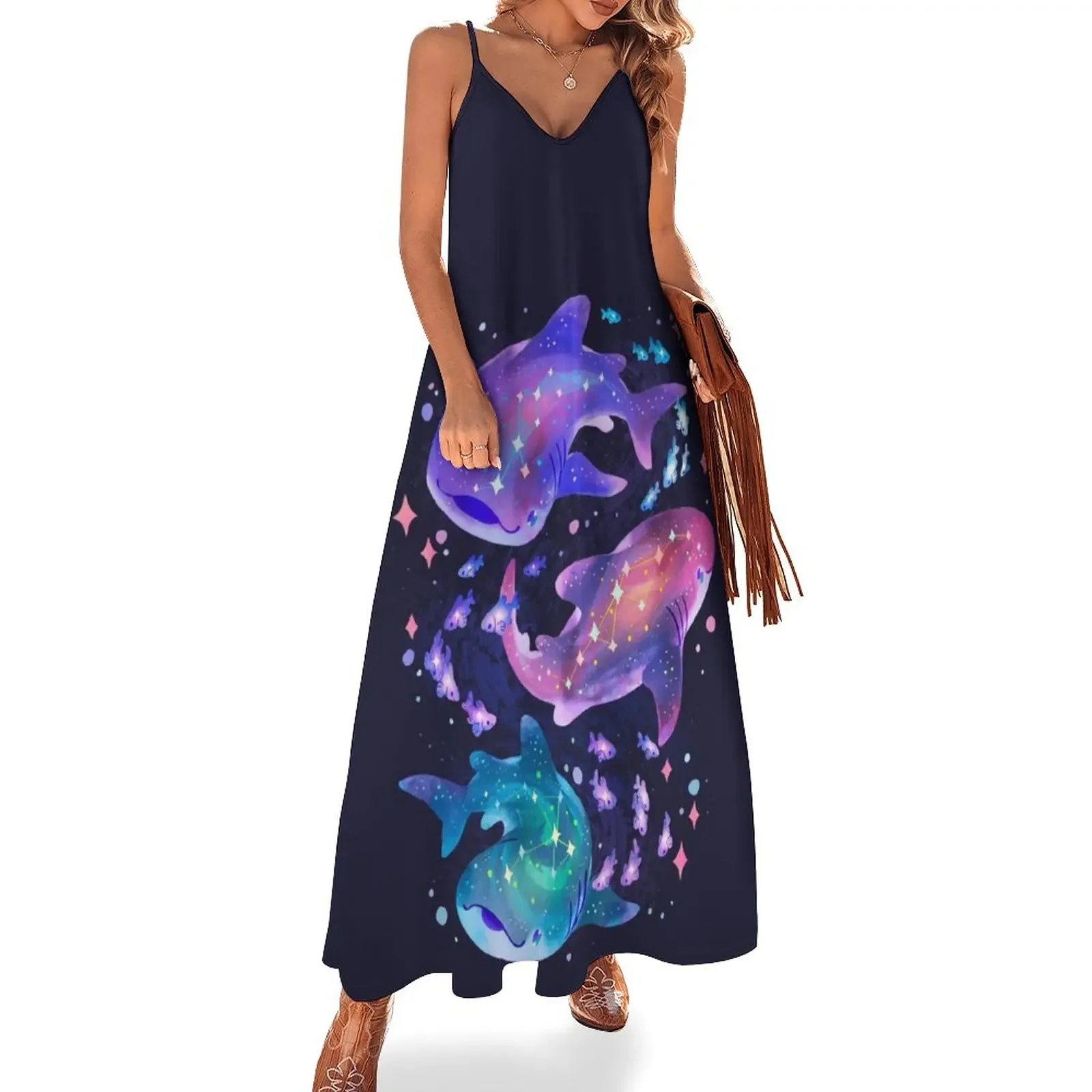 

Cosmic Whale Shark Sleeveless Dress summer dress korean women Dresses