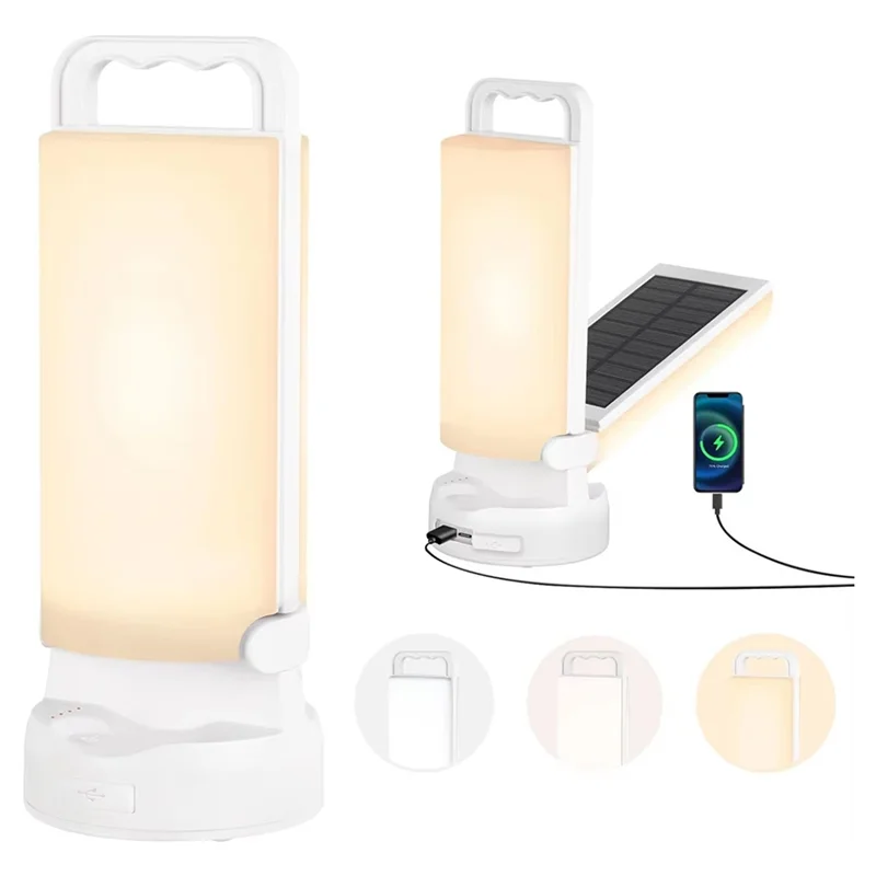 

ABHS-Rechargeable Solar Camping Lantern, Dimmable Waterproof LED Tent Light, Portable Outdoor Lantern For Camping