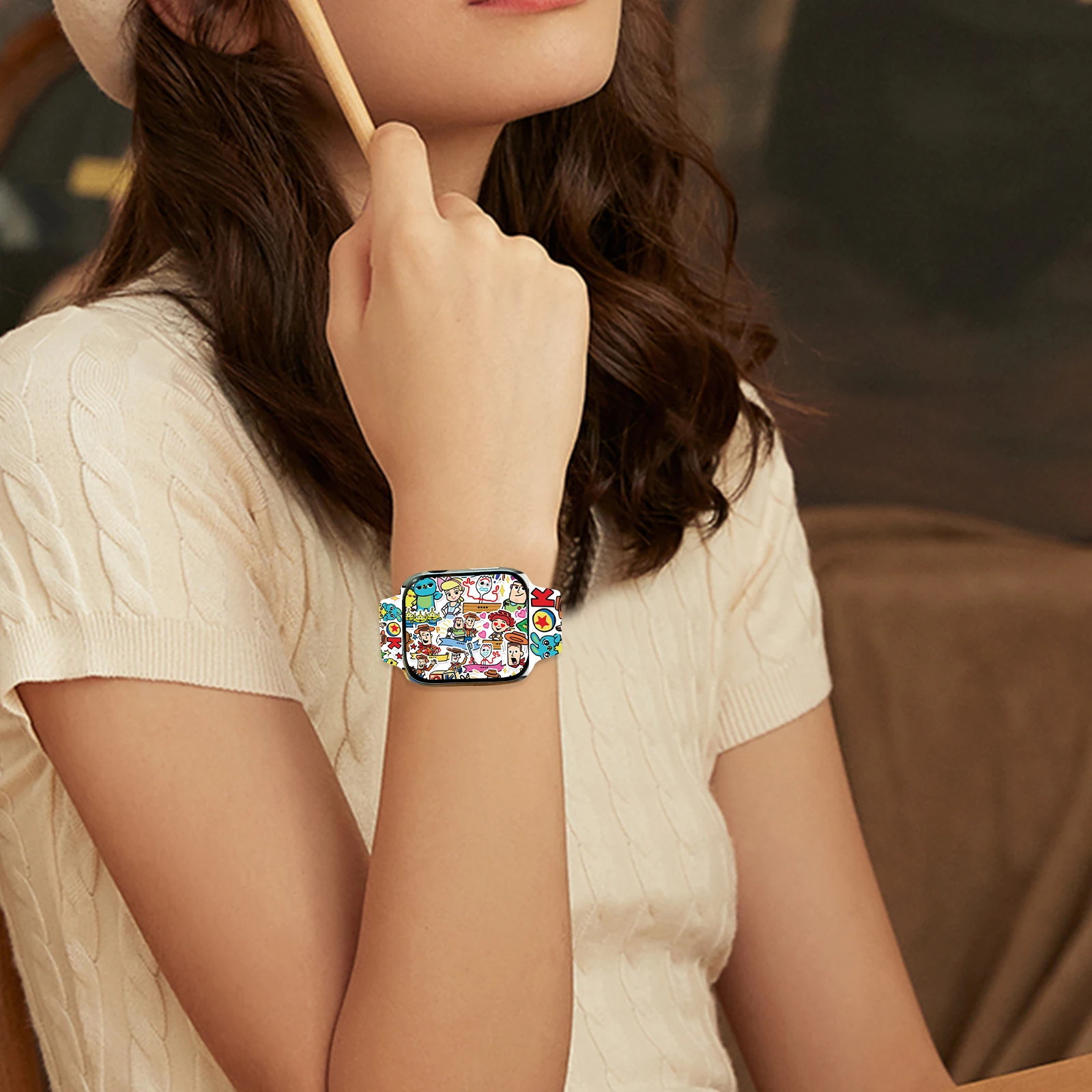 حزام سلسلة Toy Story لساعة Apple 11 10 9 8 SE سوار من السيليكون قابل للاستبدال لساعة iWatch 46 مللي متر 44 مللي متر 42 مللي متر 41 مللي متر