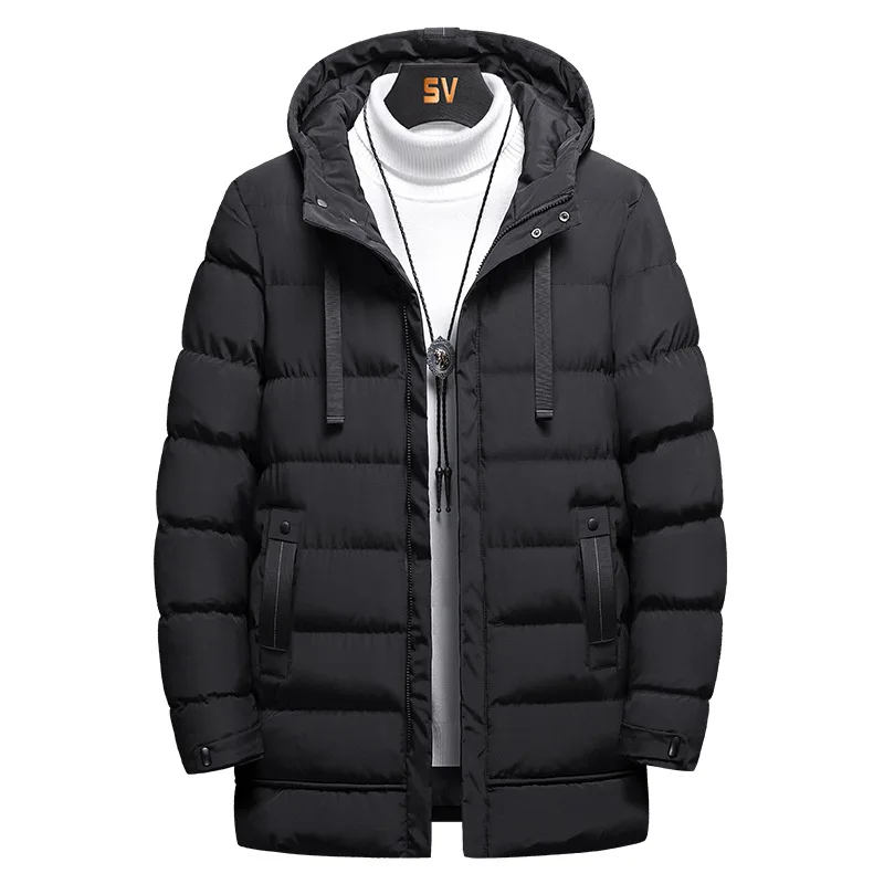 Padded clothes autumn and winter new thickened warm hooded medium and long versatile knee high-end padded jacket men