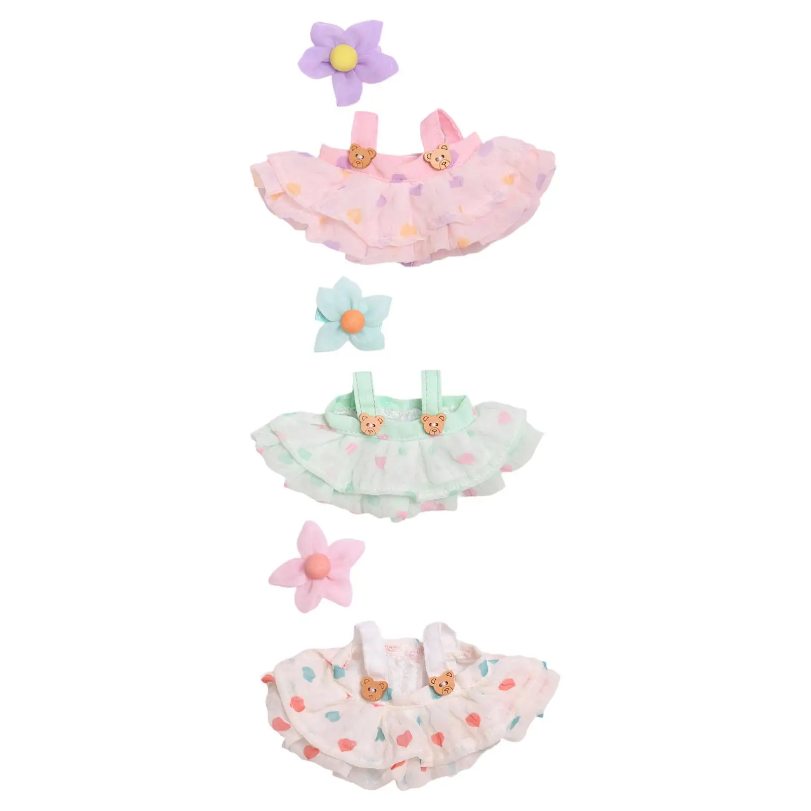 Doll Clothes Set with Flower Crown - Adorable Attire for Little Girls