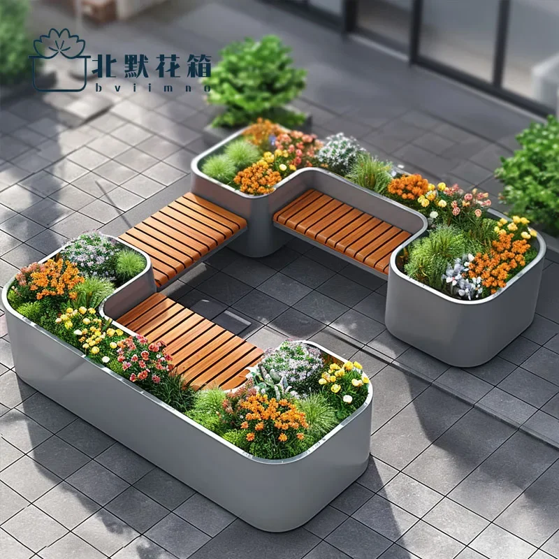

Flower bed creative rest area Outdoor garden Commercial street Municipal planting Pedestrian street Iron