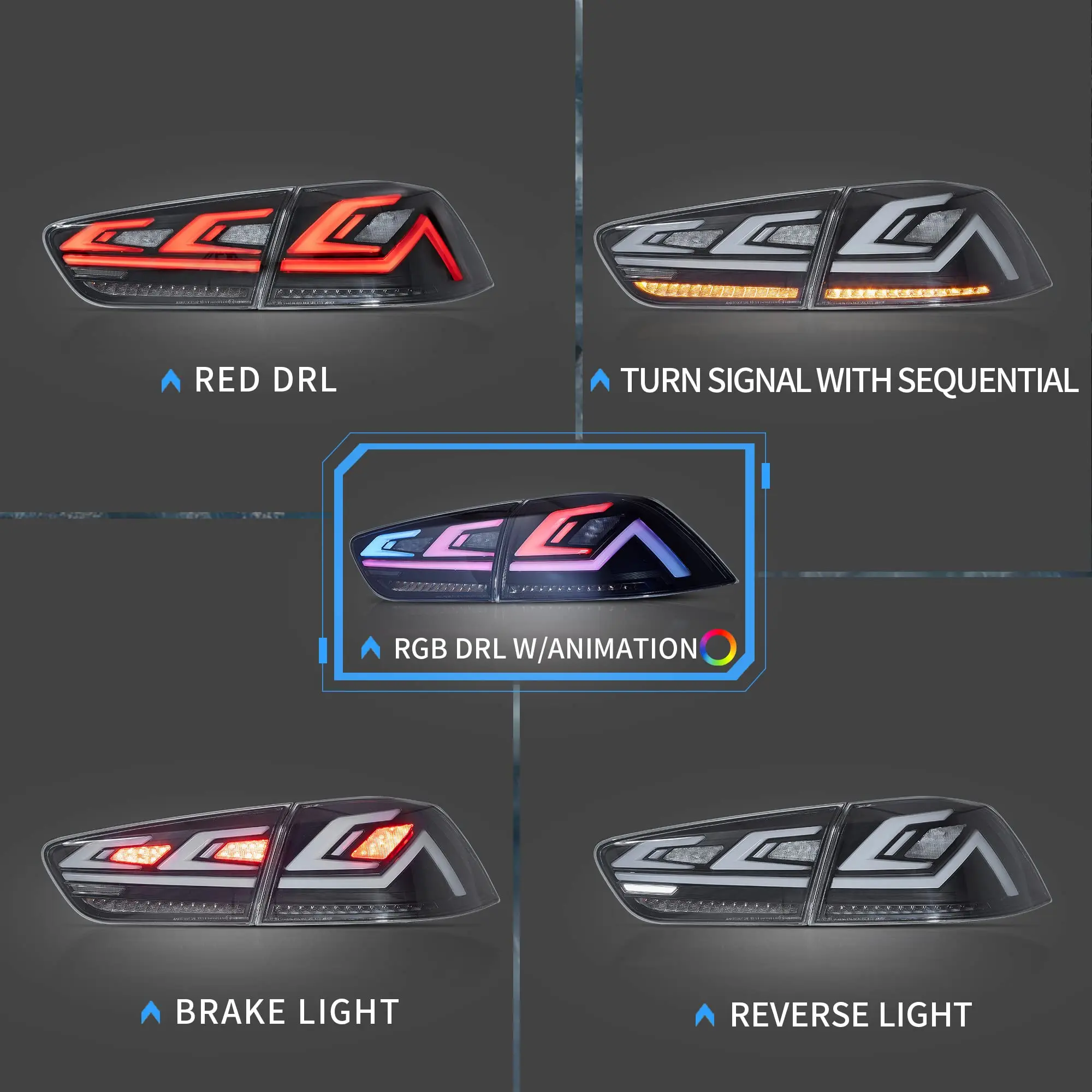 Car Lights RGB Tail Light Assembly For Mitsubishi 2008-2020 Lancer Taillights 10 EVO X Rear Lamps Dynamic Rainbow-Colored