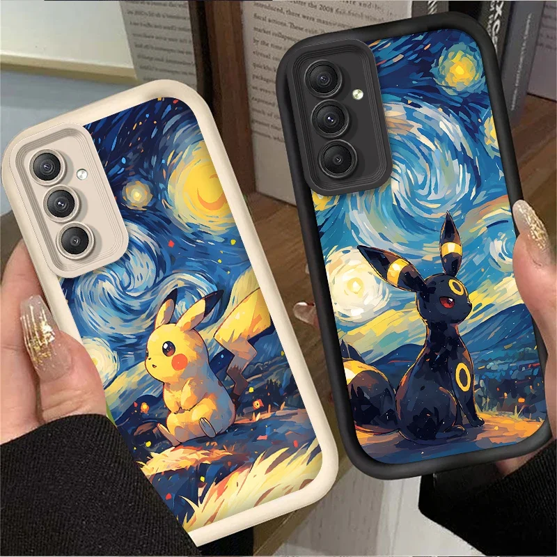 Capa para samsung galaxy a55 a35 a25 a15 a05 a05s 5g a24 a13 a23 a12 a22 a32 a52 a52s a71 a72 a51 4g pintura a óleo p-pokemon capa