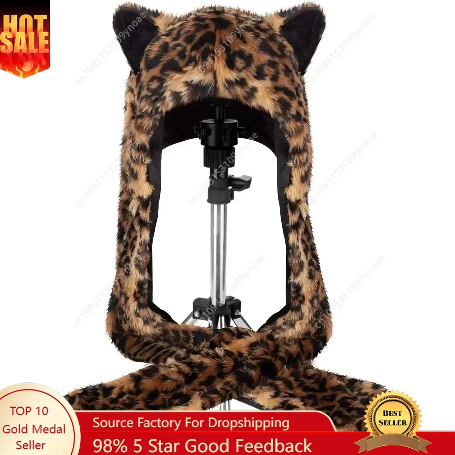 

Plush Novelty Animal Cap 3 in 1 Function Faux Fur Full Animal Hood Hats Man Women Winter Warmer Caps Outdoor Unisex Activies