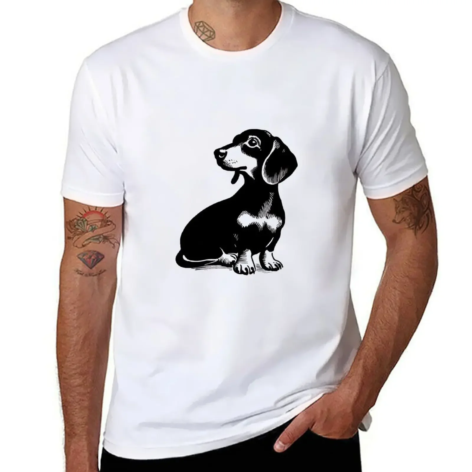 

Stick Figure of a dash hound T-shirt cute tops vintage big and tall t shirts for men