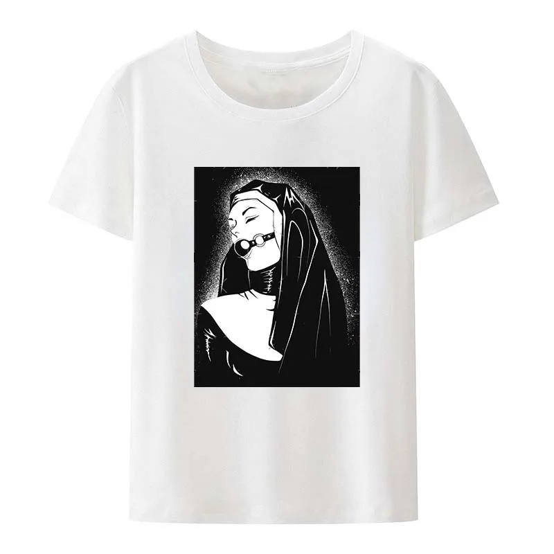 

Bad Fun Nun Religion Tshirt New Men Print Aesthetic Shirt O-Neck Short Sleeves Summer Casual Homme O-Neck Tee Shirt Streetwear