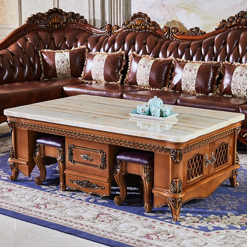 

Мраморный чайный столик для гостиной, классический, из массива дерева, темный, многофункциональный