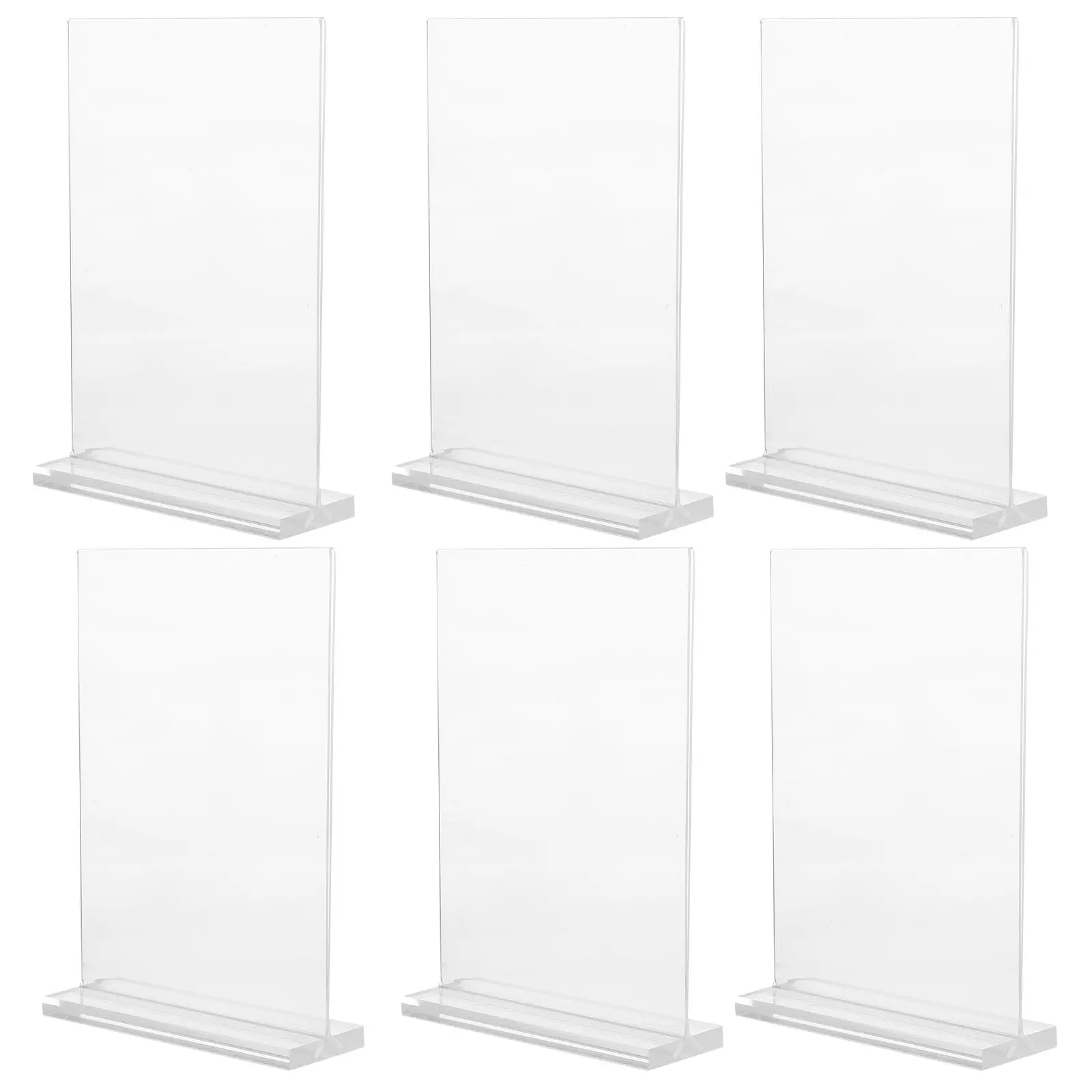 6Pcs Acrylic Sign Holder Sleek Minimalist Desktop Display Stand Double Sided for Menu Lists Documents Posters Tabletop Retail