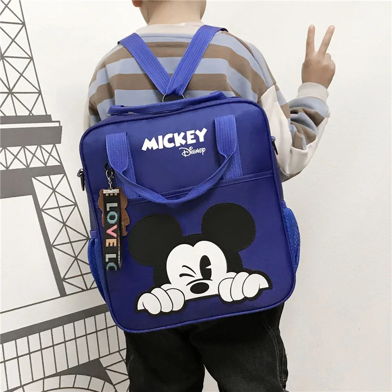 New Disney Mickey Mouse Oxford Cloth School Bag Multifunctional Student Book Bag with Cartoon Pendant Children Shoulder Bags