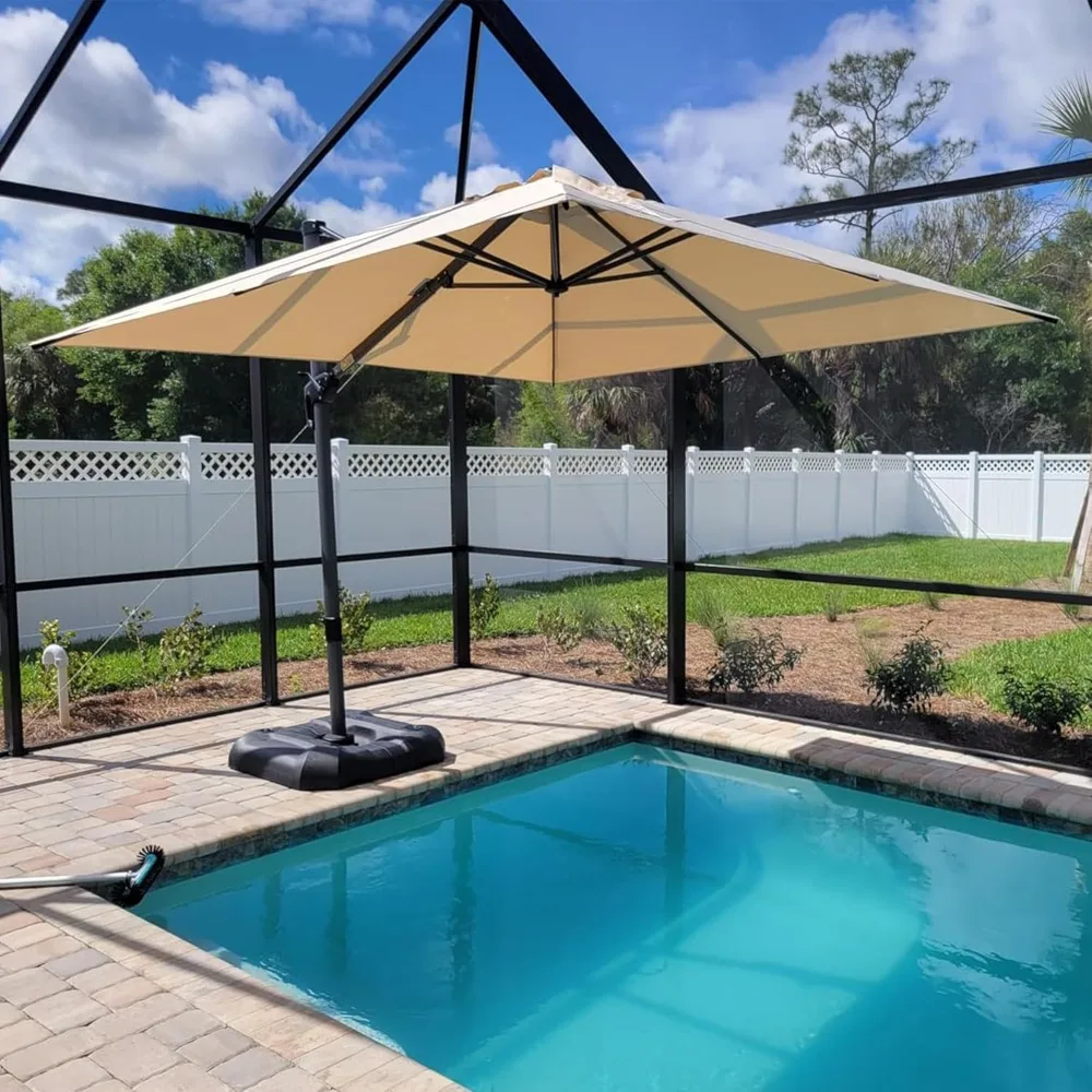 

8 Feet Square Cantilever Umbrella Patio Umbrella with Base Outdoor Umbrella Aluminum with 360-degree Rotation for, Customized