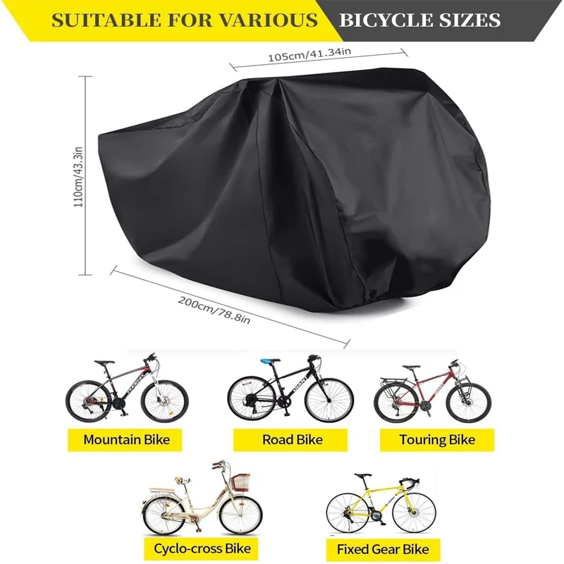 Bicycle Cover for 3 Bikes Waterproof Outdoor Bicycle Storage Anti-UV Cold Weather Rain Snow Wind Proof Tarp Tent Shed Dust Dirt