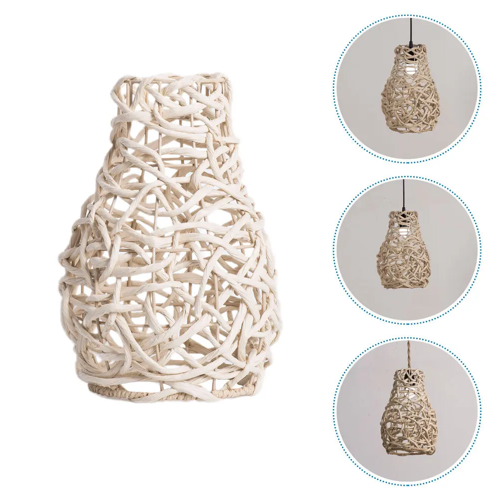 

Бумажный веревочный абажур, тканый натуральный подвесной светильник, чехол для домашнего офиса, замена внутреннего освещения, подвесной абажур