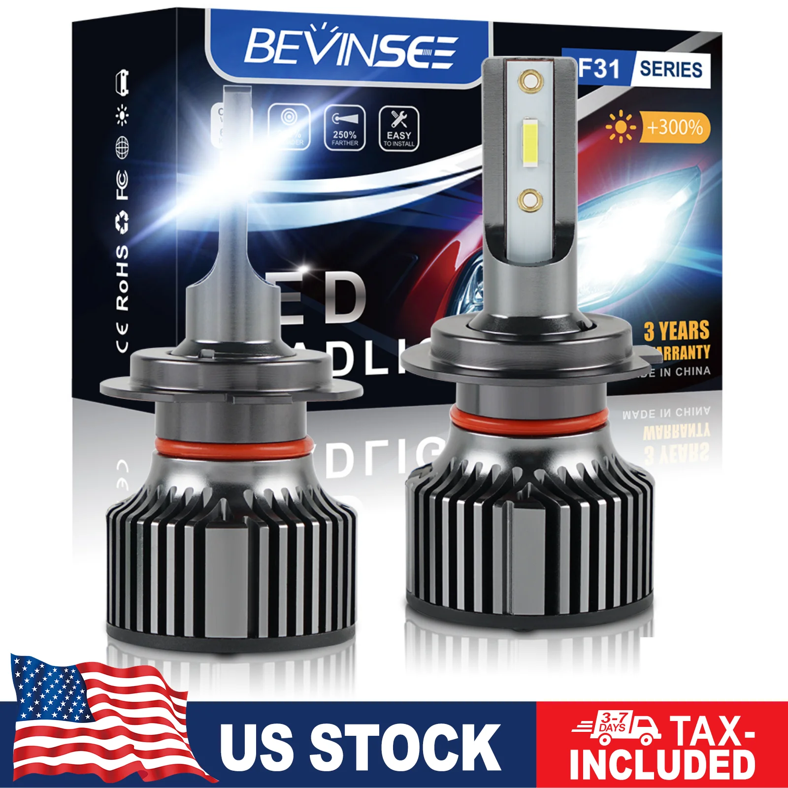 

BEVINSEE H7 9012 HIR2 H1 LED Headlight Bulbs H4 9004 9007 9008 Hi/Lo Beam 9005 9006 H11 880 LED Car Fog Lights 50W 6000LM 12V