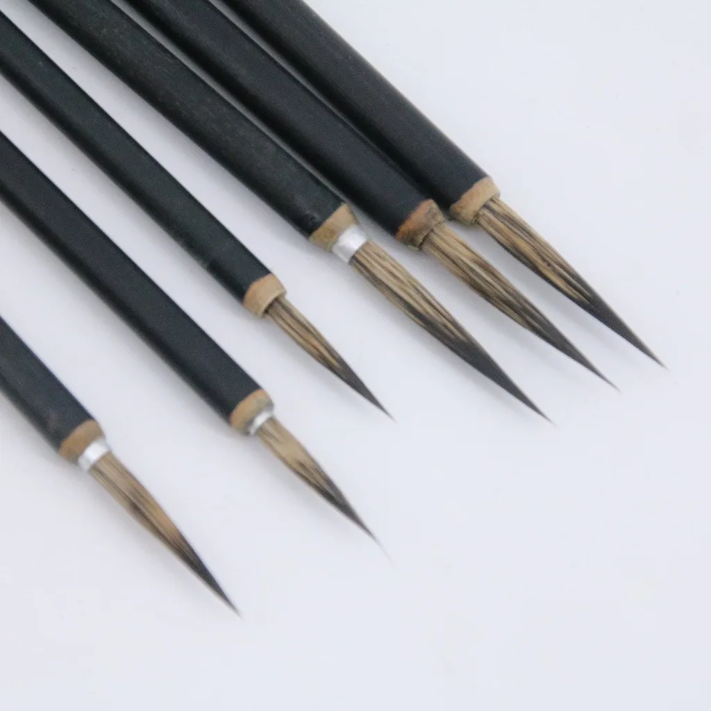 3pcs/lot Chinese Calligraphy Brush Copper Head Hook Line Fine Painting Brush Pen Weasel Mouse Whisker Badger Hair Ceramic Brushs