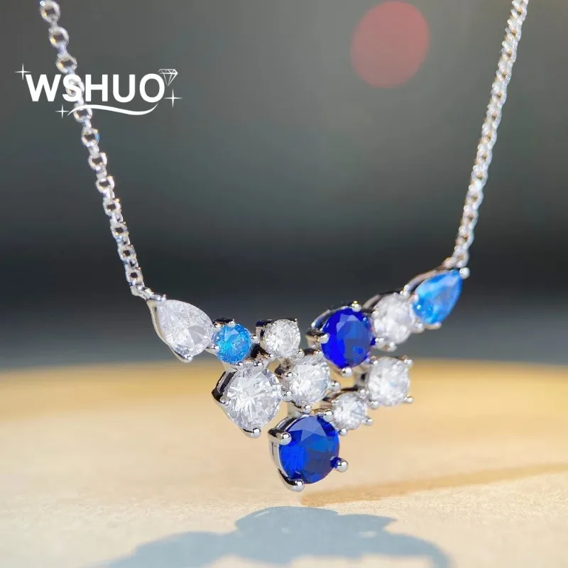 

High Carbon Diamonds Necklace for Women 100% 925 Sterling Silver Wing Pendant Sparkling Wedding Party Jewelry Butterfly Necklace