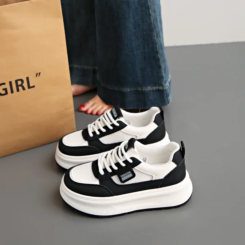 

Women's Classic Versatile Lightweight Bread Shoes 2025 Summer Solid Color Thick Bottom Sports Casual Single Shoes Polyester Mate