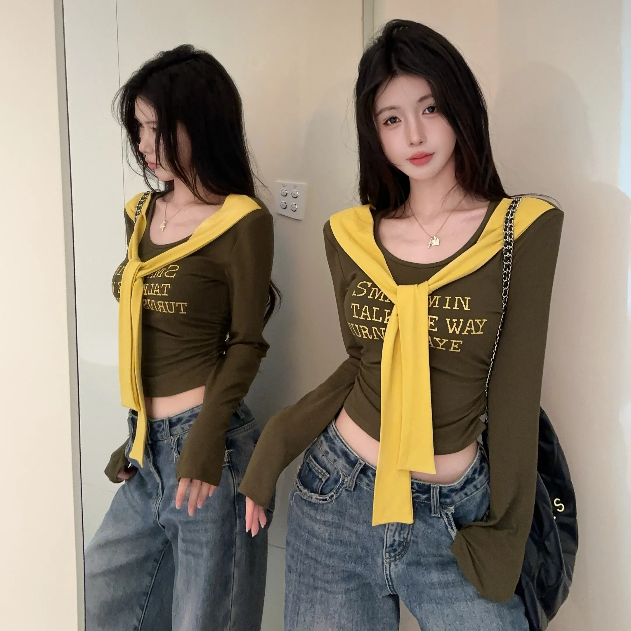 

Long Sleeved T Shirts Teen Girls Womens Summer Cotton Hollow Out Split Hem Ultralight Quickdry Active Modern Girl Simple Comfort