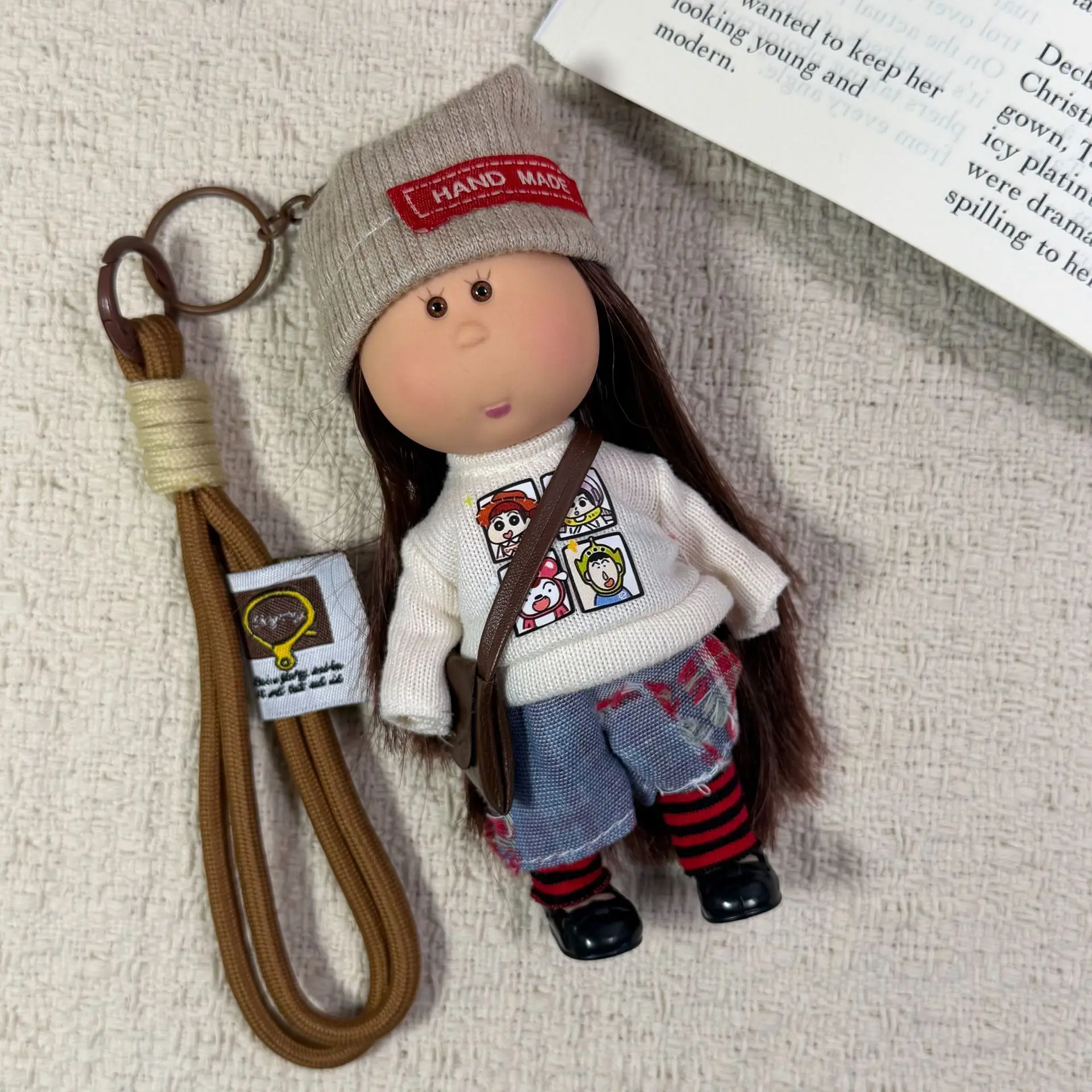 

14cm Spanish Potato Mia Doll Plush Keychain Car Pendant Ornament Bag Pendant Doll Mobile Joint Pendant Small Doll Gift