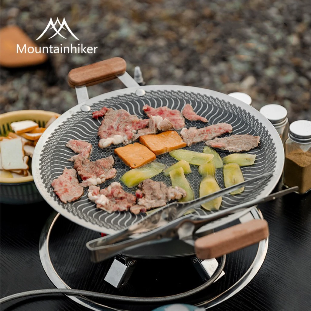 Outdoor Camping Grill Pan Mountainhiker Honeycomb Anti-stick Easy Carry Large Capacity Grill Pan Suitable For Variety Of Stoves