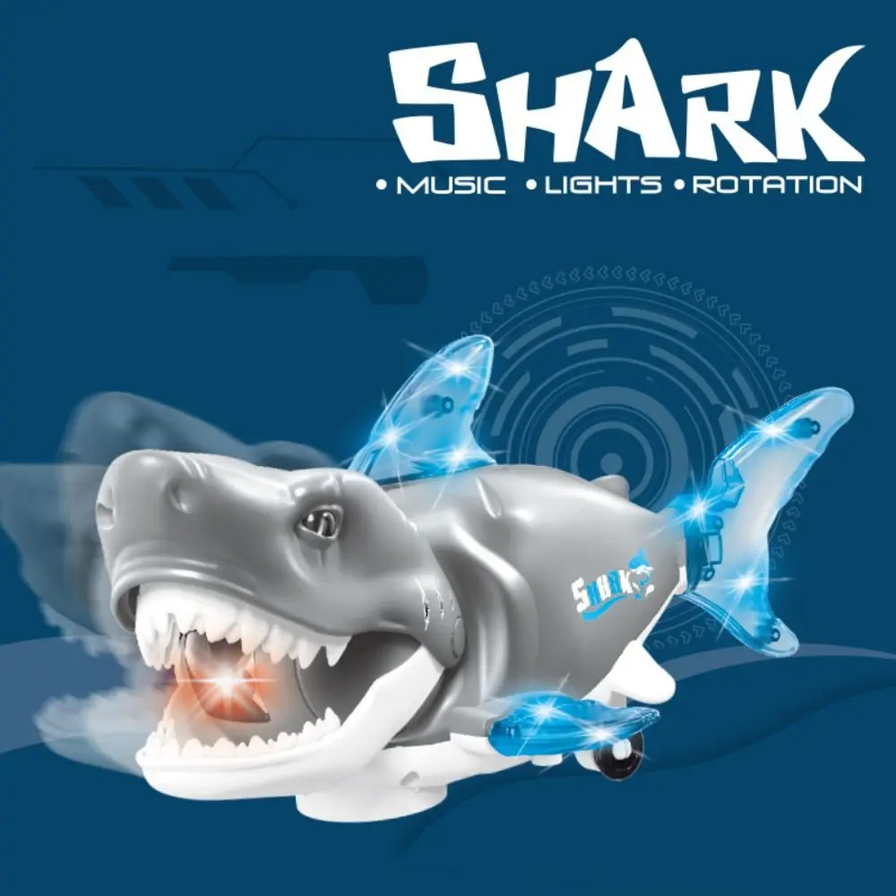 Plastic Swinging Shark Light with Sound Crawling Interactive Shark Collection Craft Decor Swaying Fish Desktop Ornament