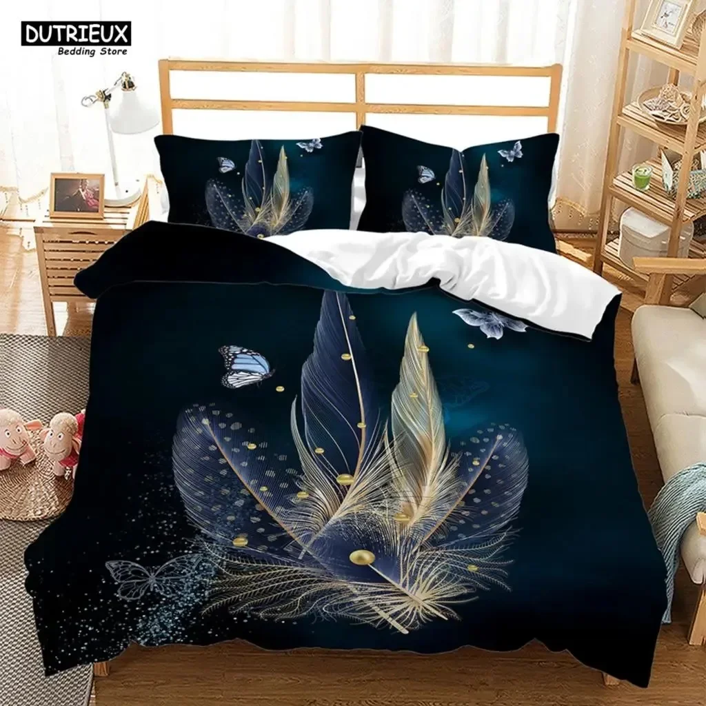 Luxury Feathers Animal Feather Comfortable Duvet Quilt Cover Pillowcase Bedding Set Children Bedroom Decoration Home Textile
