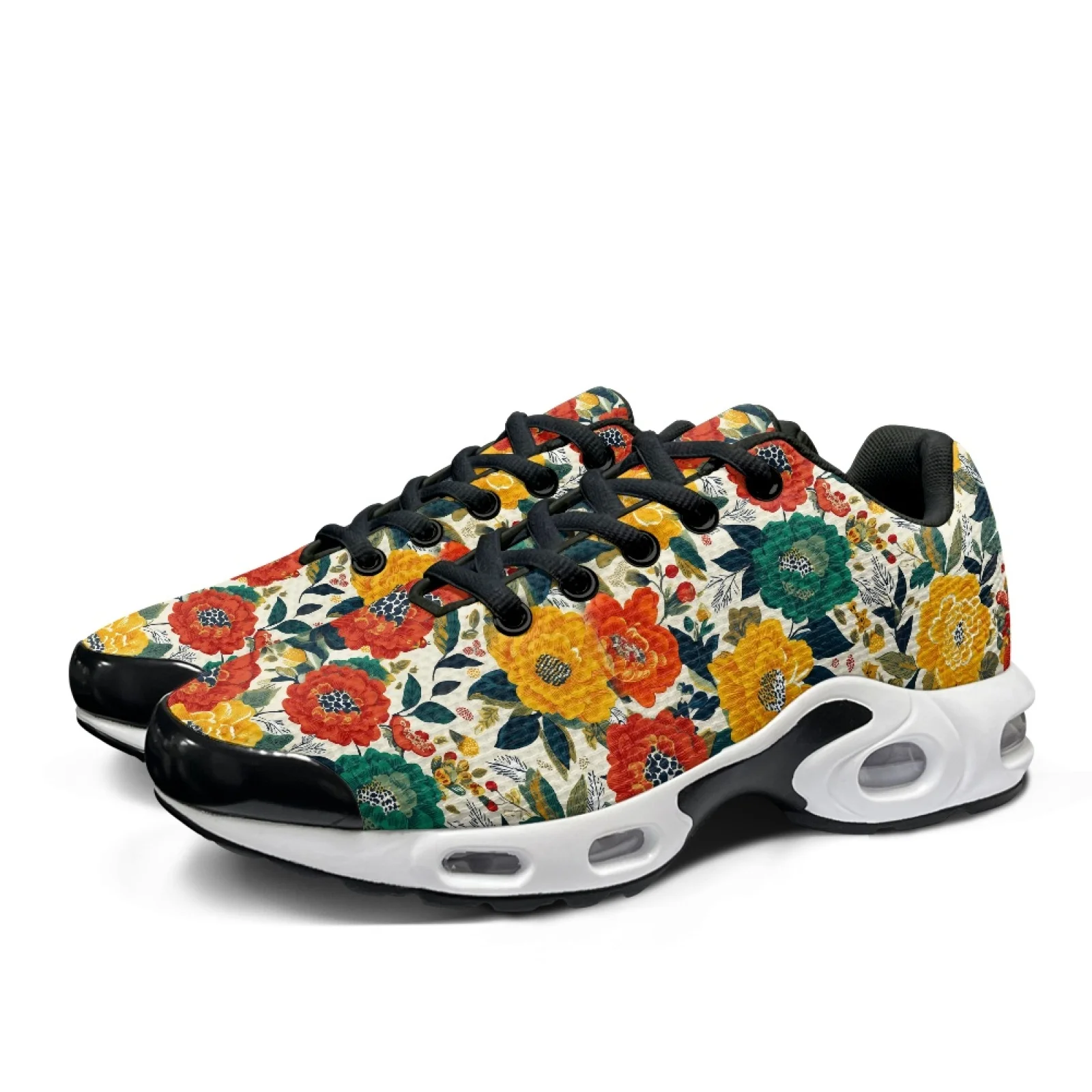 PENSTROLL Vintage Flowers Arch Support Fashion Walking Shoes Men's Fashion Sneaker for Adult Athletic Gym