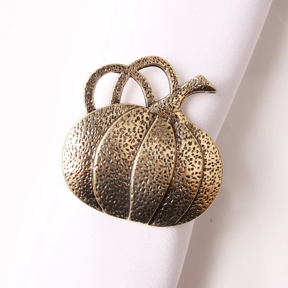 Vintage Maple Leaves Pumpkin Napkin Ring Alloy Napkin Buckle Halloween Christmas Party Dinner Table Decoration Tableware New