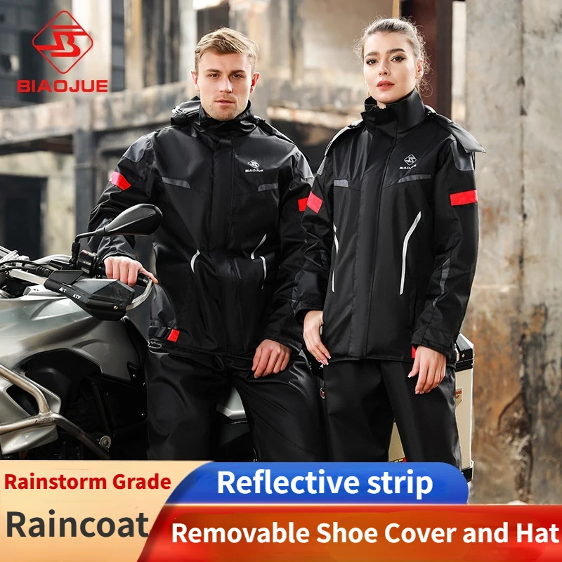 

Motorcycle Cycling Raincoat Suit Men's Motorbike Riding Jackets Rainpants Rider Suit Waterproof Jacket Hooded Rain Clothes Women