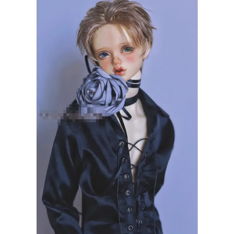 BJD Doll Black Silk Tie rivettata Hole Shirt Top con Retro Lazy Style 1/4 1/3 Uncle Doll Clothes CMB330