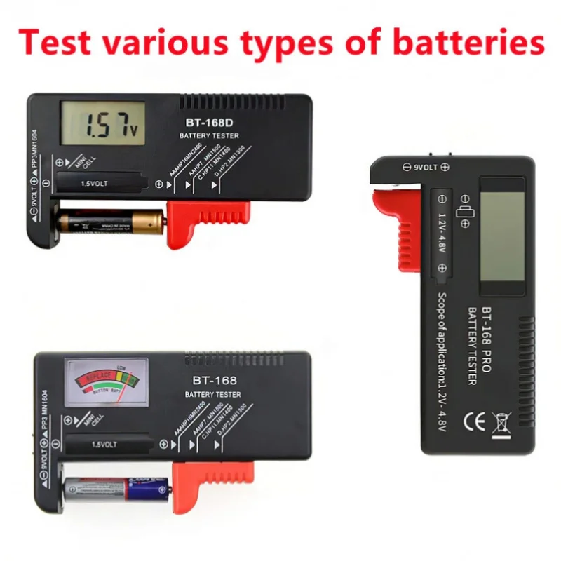 

BT-168 Pro BT-168D BT-168 Digital Battery Tester LCD Display C D N AA AAA 9V 1.5V Button Cell Battery Capacity Check Detector