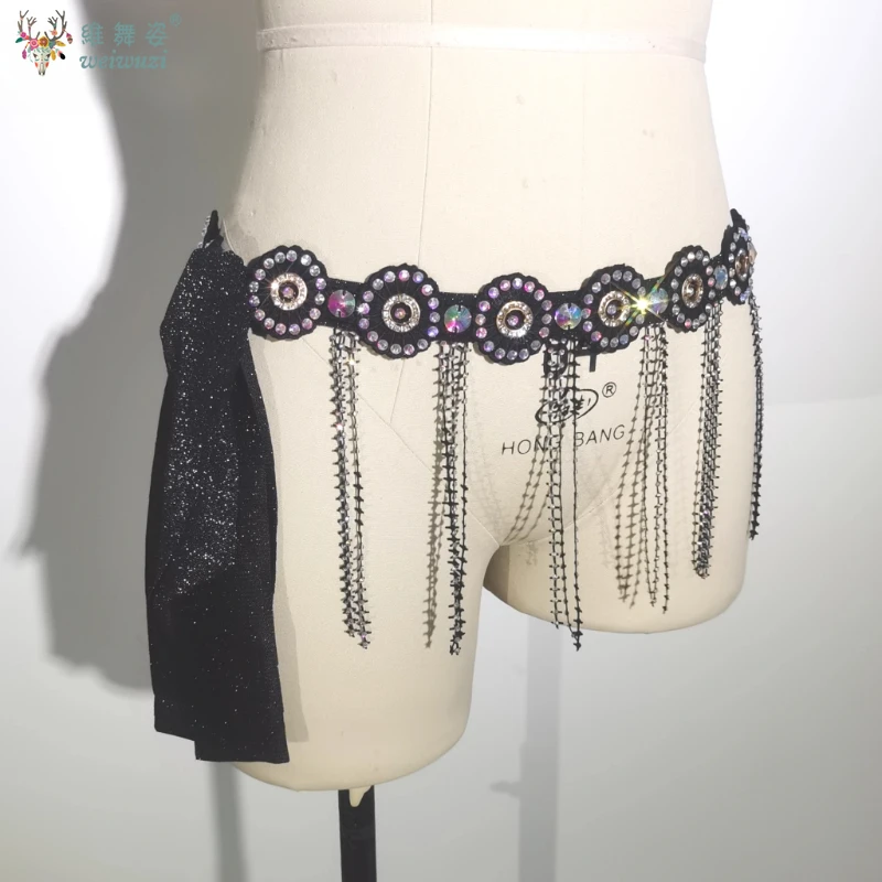 Buikdans Prestaties Accessoires Aangepaste Hippe Handdoek Handgemaakte Kwastje Taille Keten Taille Riem Oosterse Danswedstrijd Riemen